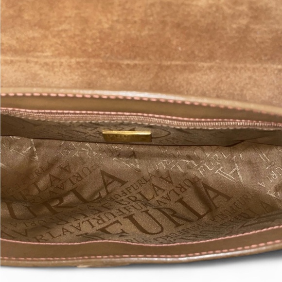 Furla Brown Leather Small Shoulder Bag Gold Hardware Classic Italian Y2K - Picture 4 of 14